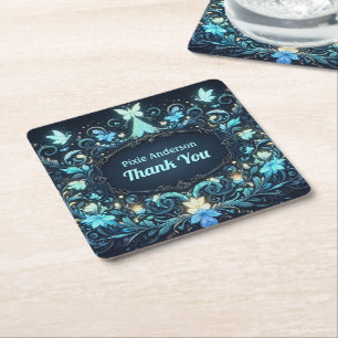 Glow Fairy Party Thema - Sprookje Na Donker Vierkante Kartonnen Onderzetter