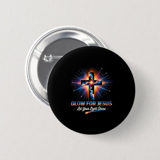 Glow For Jesus Cross Ronde Button 5,7 Cm (Voorkant /achterkant)