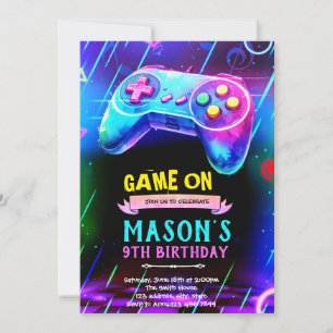 Glow game night feest uitnodiging