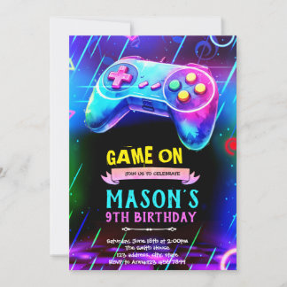 Glow game night feest uitnodiging