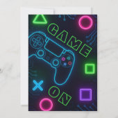 Glow Gaming Party – Neon Videospel Verjaardag Kaart (Achterkant)