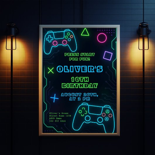 Glow Gaming Party – Verjaardag van het videogame Kaart