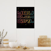 Glow Girl Neon Lights Glow in de Donkere partij Poster (Keuken)