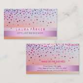 Glow Glitter Roze Confetti Linnen Elegant Visitekaartje (Voorkant / Achterkant)