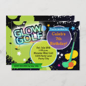 Glow Golf Monster Mini Golfen Party Uitnodiging (Voorkant / Achterkant)