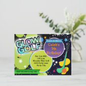 Glow Golf Monster Minigolf Feest Uitnodiging (Staand voorkant)