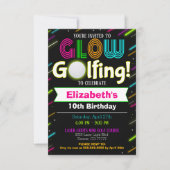 Glow Golfing Birthday Uitnodiging (Voorkant)