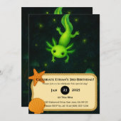 Glow Green Axolotl in Moeras Verjaardag Kaart (Voorkant / Achterkant)