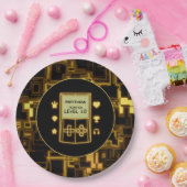 Glow handheld console in geel papieren bordje (Feest)