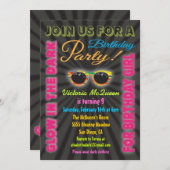 Glow in the Dark Girl Birthday Party Invitations (Devant / Derrière)