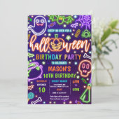 Glow In The Dark Neon Halloween Verjaardagsfeest Kaart (Staand voorkant)