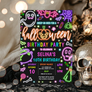 Glow In The Dark Neon Halloween Verjaardagsfeest Kaart