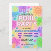 Glow in the Dark Pool Party Uitnodiging (Voorkant / Achterkant)