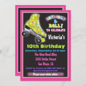 Glow in the dark roller Patinage invitations (Devant / Derrière)