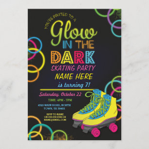 Glow In The Dark Roller Schaatsen Verjaardag Uitno Kaart