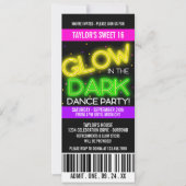 Glow in the Dark Sweet 16 Invitations de fête (Devant)