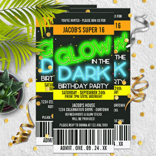 Glow in the Dark Theme Verjaardagsfeest Kaart