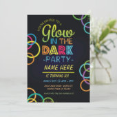 Glow In The Dark Verjaardag Nodig Neon Kinder Part Kaart (Staand voorkant)