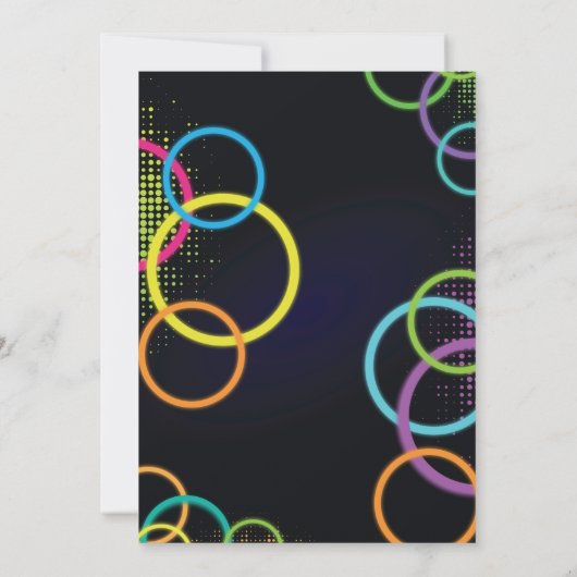 Glow In The Dark Verjaardag Nodig Neon Kinder Part Kaart (Achterkant)