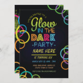 Glow In The Dark Verjaardag Nodig Neon Kinder Part Kaart (Voorkant / Achterkant)