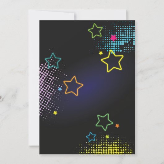 Glow In The Dark Verjaardag Nodig Neon Kinder Part Kaart (Achterkant)
