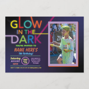Glow In The Dark Verjaardag Paint Dance Party Foto Kaart