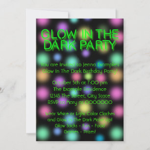 Glow In The Dark Verjaardagsfeest Kaart