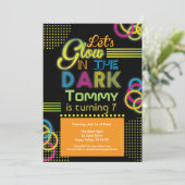 Glow in the dark verjaardagsfeestje sinaasappel kaart (Staand voorkant)