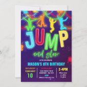 Glow Jump Uitnodiging Neon Jump Verjaardagsfeest (Voorkant)
