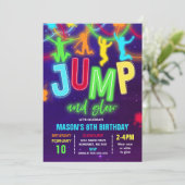 Glow Jump Uitnodiging Neon Jump Verjaardagsfeest (Staand voorkant)