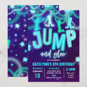 Glow Jump Uitnodiging Neon Jump Verjaardagsfeest