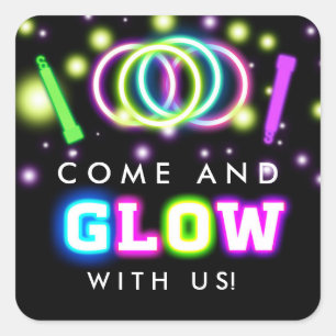 GLOW met ons Neonlichten Verjaardagsfeest Stickers