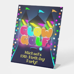 Glow Miniatuur Golf Verjaardagsfeest Reclamebord Met Voetstuk