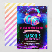 Glow music dance party invitation (Devant / Derrière)