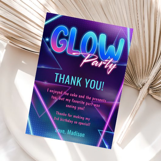Glow Neon Lights Verjaardagsfeest Dankjewel Card Kaart
