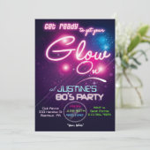 Glow Party 80s Uitnodiging (Staand voorkant)