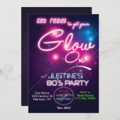 Glow Party 80s Uitnodiging (Voorkant / Achterkant)