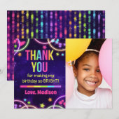 Glow Party Anniversaire Merci Cartes avec photo (Devant / Derrière)