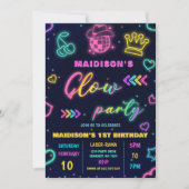 Glow Party Neon coloré Anniversaire Invitation (Devant)