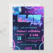 Glow Party Neon coloré Anniversaire Invitation (Devant)