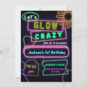 Glow Party Neon coloré Anniversaire Invitation (Devant)