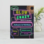Glow Party Neon coloré Anniversaire Invitation (Debout devant)
