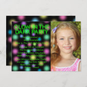 Glow Party Neon Glow In Het Donkere Verjaardagsfee Kaart (Voorkant / Achterkant)