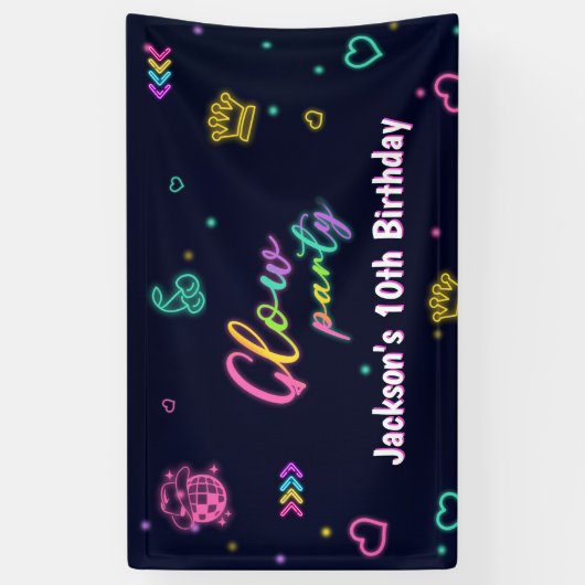 Glow Party Neon Kleurrijk Verjaardagsfeest Spandoek (Verticaal)