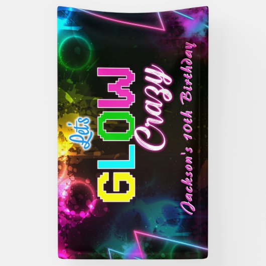 Glow Party Neon Kleurrijke Verjaardagsfeestbanner Spandoek (Verticaal)