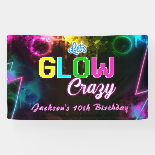 Glow Party Neon Kleurrijke Verjaardagsfeestbanner Spandoek (Horizontaal)