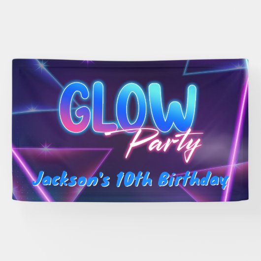 Glow Party Neon Kleurrijke Verjaardagsfeestbanner Spandoek (Horizontaal)