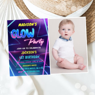 Glow Party Neon Kleurrijke Verjaardagsfeestje Uitn Kaart