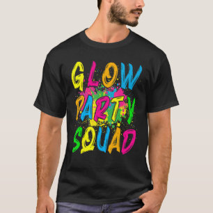 Glow Party Squad Verfspat Effect Glow Feest T-shirt