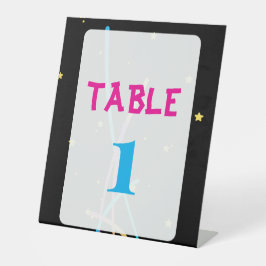 Glow Party Table Numbers – Neon & Fun  Reclamebord Met Voetstuk